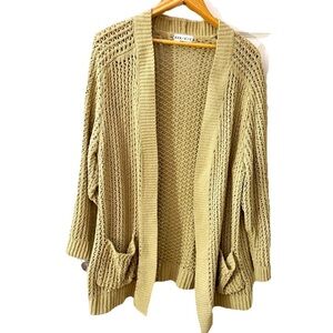 3/$22🩶 Ava & Viv Sage Green Soft Crochet Long Sleeve Open Cardigan Sweater X 14